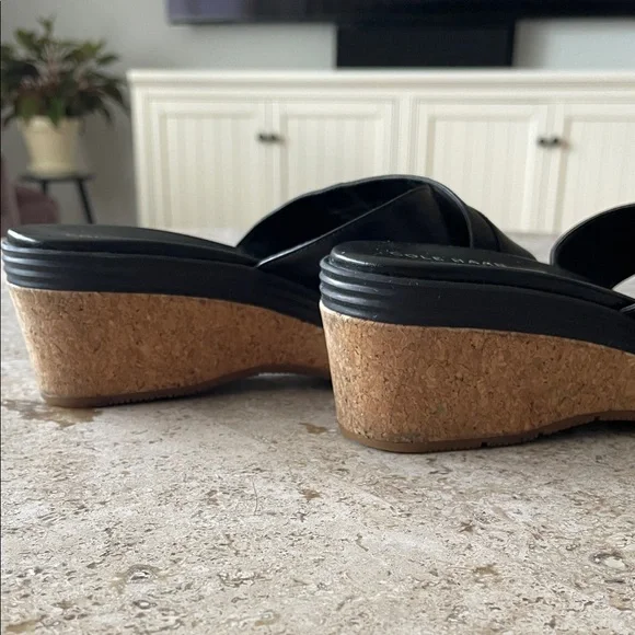 Cole Haan Black Leather Crisscross Mules - Picture 7 of 8